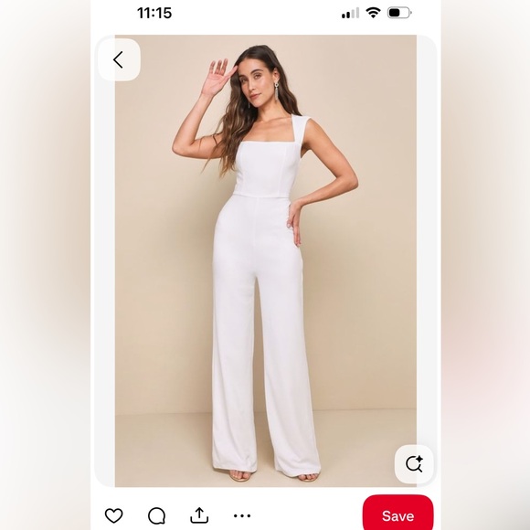 Lulu's White Jumpsuit with Sweetheart Neckline and Wide-Leg Silhouette - Picture 1 of 1
